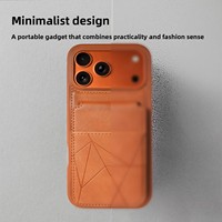 Étui de protection pour iPhone 17 Pro Max, design artisanal, deux-en-un avec porte-cartes, en PU, support magnétique invisible