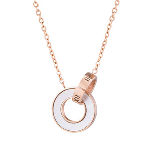 Rose Gold <b>Interlocking</b> Circle <b>Necklace</b> Stainless Steel Geometric Pendant Gift Jewelry - Product Image 5