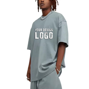 T-shirt pour homme décontracté d'été à épaules tombantes, manches courtes, ample, logo personnalisé, coton lavé 305G, t-shirts pour homme surdimensionnés - Product Image 6