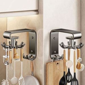 Gray Leather Stainless Steel Carved Detachable Hanging <b>Rack</b> Gun Swivel Hook Perforation-Free <b>Wall</b> Mounted Spatula Bathroom - Product Image 6