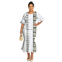 Gaun Puletasi Samoa Formal Wanita Bergaya Tribal, Rok Ekor Ikan, Lengan Petal, Pakaian Butik Khusus Wanita