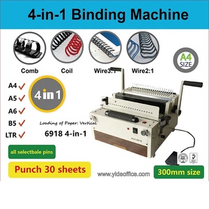 6918 quatre moules livre reliure Machine fil spirale reliure poinçonnage reliure Machine bobine peigne reliure Machine - Product Image 2