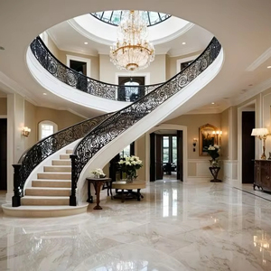 Foshan moderne intérieur Double hélice ronde <span class=keywords><strong>escalier</strong></span> en colimaçon économique avec garde-corps en verre pour appartement décoratif métal fer acier - Product Image 5