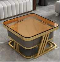 Ensemble de tables basses gigognes modernes en marbre et verre pour salon, salle à manger et entrée