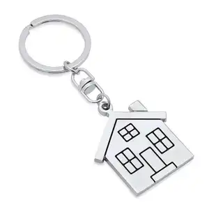 个性化质量金属家居钥匙扣金属房屋形状标志定制钥匙扣