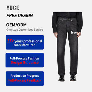 Pantalones Vaqueros Negros Deslavados de 12-14 oz para <span class=keywords><strong>Hombre</strong></span>, Estilo Urbano, Logotipo Personalizado Bordado, Pantalones Casuales Rectos, Vaqueros Ajustados para <span class=keywords><strong>Hombre</strong></span> - Product Image 4