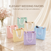 Sacs shopping en papier couleur pastel avec poignées en ruban, emballage cadeau imprimé pour boutique, vente au détail, beauté, mariage, événement