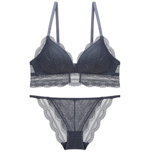 Conjunto de Lencería Inalámbrica de Encaje Suave para Mujer, Sujetador Triangular y Tanga, Conjunto de 2 Piezas, Ropa Interior Elegante y Cómoda, Venta al Por Mayor - Product Image 1