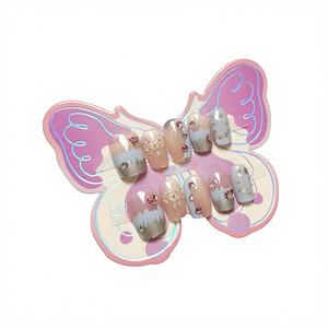 10 autocollants fantaisie <span class=keywords><strong>pour</strong></span> ongles, motif papillon, perles et strass, thème Océan Bleu, <span class=keywords><strong>pour</strong></span> adolescents et enfants plus âgés de 12 à 18 ans - Product Image 1