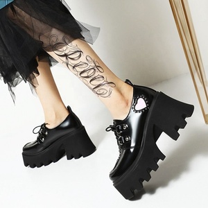 Sweet Heart-shaped High Platform Square Heel Round Toe Women Spring Dress Shoes Comfort Lace up Outdoor Fashion Shoes - Product Image 3