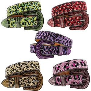 <span class=keywords><strong>Ceinture</strong></span> pour <span class=keywords><strong>homme</strong></span> personnalisée <span class=keywords><strong>BB</strong></span> en strass clouté de cristaux avec boucle en alliage à motif léopard Bling Bling <span class=keywords><strong>Simon</strong></span> Sparkle - Product Image 1