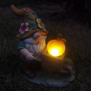 Eco-Friendly Outdoor Solar Courtyard <strong>Gnome</strong> Statue 3D Resin Crafts for <strong>Garden</strong> Decorative <strong>Ornaments</strong> Glowing Christmas Art Theme - Product Image 1