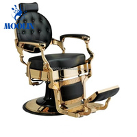 Fauteuil de coiffure MOOLIN noir et marron, chaise de barbier de luxe classique robuste et pivotante pour salon de coiffure