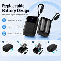 Batterie externe 10000mAh 22.5W à charge rapide avec cellules 21700 remplaçables, câble intégré, chargeur portable