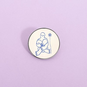 Spilla Decorativa Estetica con Figura Solitaria in Stile Schizzo Umano a Linea Blu Semplice, in Lega di Zinco con Finitura UV - Product Image 3