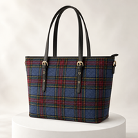 Sac fourre-tout à carreaux personnalisé pour femmes, OEM ODM, grande capacité, sac à bandoulière zippé, en tissu tartan, marque privée, sac tendance