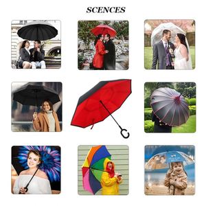 Custom Brand Wind Resistant C Handle <b>Windproof</b> Hands Free Inverse <b>Umbrella</b> Inside Out Upside-down Inverted Reverse <b>Umbrella</b> for - Product Image 4