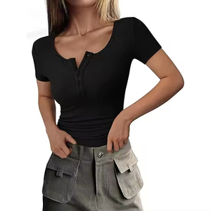 T-shirts écologiques à col rond pour femmes – Vente en gros, doux, décontractés, respirants, séchage rapide, anti-boulochage, mode estivale, prix raisonnable - Product Image 1