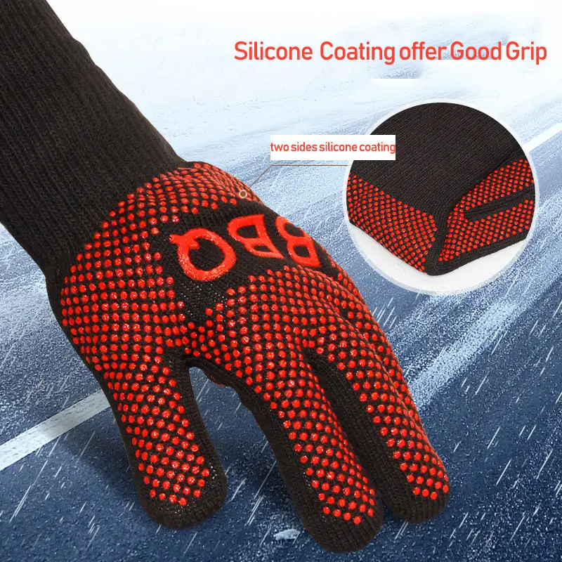 Guantes de cocina antideslizantes de silicona Seeway para horno, para barbacoa, parrilla, hornear, Camping, ahumador, resistentes al calor, guantes de horno con dedos