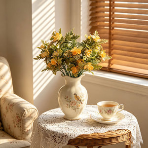 Bouquet d'orchidées Phalaenopsis artificielles réalistes en plastique jaune avec verdure, artisanat fait main, décoration classique pour la maison et le bureau - Product Image 2
