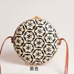 Hollow Round Rattan Bamboo Woven Handbag Long Strap Shoulder Bag <b>Mini</b> Crossbody Bag for Women Lady Girl Shopping Holiday Dress - Product Image 4