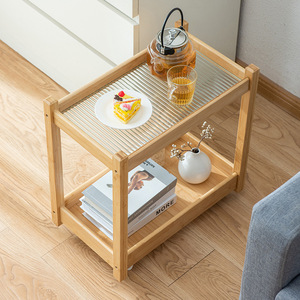 Mini <b>Side</b> <b>Table</b> With Storage Shelf Natural Wood Modern Living Room Coffee <b>Table</b> For <b>Sofa</b> Bed Bedroom Use - Product Image 1