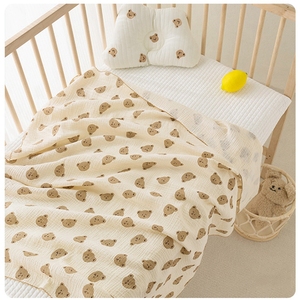 ผ้าฝ้าย2ชั้น110*100ซม. มัสลินห่อผ้านวมนุ่มพิเศษผ้านวมคลุมอาบน้ำเด็กผ้าห่มคลุมอาบน้ำลายการ์ตูนผ้านวมห่อตัวทารก - Product Image 6