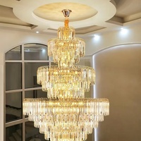 Grand lustre moderne de luxe pour escalier, lampe suspendue LED pour plafonds hauts, idéal pour salle de banquet, villa, salon