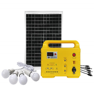 Mini kit de panneau solaire pour camping en plein air centrale électrique portable avec torches LED ventilateur de charge <span class=keywords><strong>TV</strong></span> haut-parleurs FM MP3 BT - Product Image 1