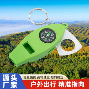 Silbato de supervivencia cuatro en uno con brújula y termómetro, llavero verde multifuncional compacto para seguridad en actividades al aire libre - Product Image 2