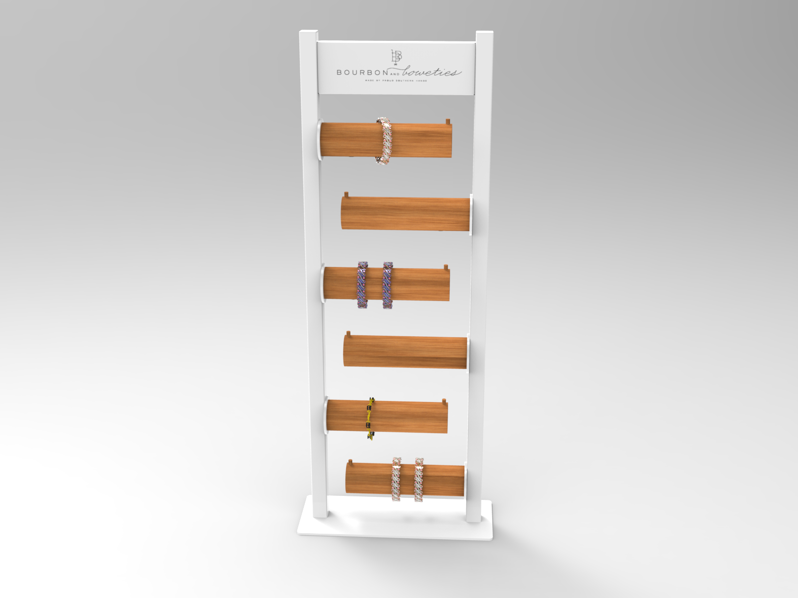 MDF Wooden Jewelry Display Stand 4 Tier White Storage Ladder Shelf with Easy Assembly for Retail Shop — view 5