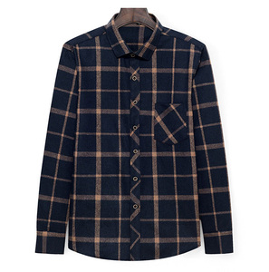 Chemise décontractée à manches longues en flanelle de coton à carreaux pour hommes - Product Image 4