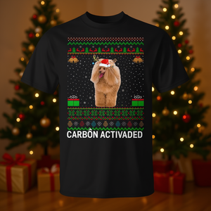 Camiseta navideña con estampado de renos, gorro de Papá Noel y caniche de juguete feo a juego - Product Image 3