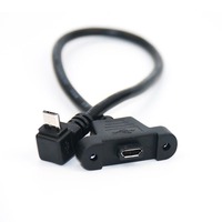 Câble de charge et de données Micro USB mâle vers Micro USB femelle à angle de 90 degrés, montage sur panneau, avec vis