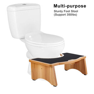 Tabouret de toilette accroupi portable en bambou contemporain escabeau de salle de bain pliable en bois avec pieds antidérapants pour hôtels - Product Image 2
