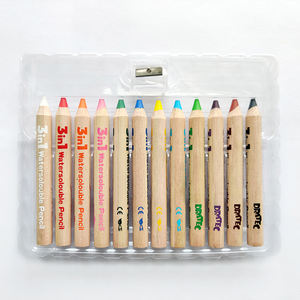 6 12 24 pack jumbo 3 in 1 <span class=keywords><strong>matite</strong></span> ad acquerello pastelli logo personalizzato matita di vernice lavabile in legno per bambini che disegnano - Product Image 3