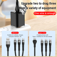 Câble de chargeur 6 en 1 direct d'usine 100W charge de données Super rapide 5A pour IOS avec veste en nylon Micro USB et Type C OEM
