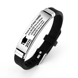 Braccialetto Regolabile in Silicone con Incisione in Acciaio Inox 'Classe 2025' per Laurea, Regalo Ispirazionale per Uomini e Donne - Product Image 3