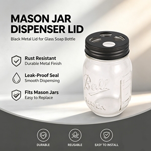 Couvercle de remplacement pour porte-brosse à dents résistant à la rouille, compatible avec les bocaux Mason à ouverture standard, couvercle distributeur <span class=keywords><strong>en</strong></span> métal <span class=keywords><strong>argenté</strong></span> à 4 trous pour bocaux Mason - Product Image 4