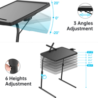 Support pour ordinateur portable pliable LuckyOCT réglable en hauteur (6 positions), 56*43*70cm, plateau TV, table portable pliable