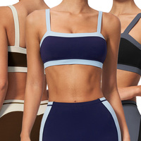 Soutien-gorge de sport pour femme FWX2567 en nylon et élasthanne, effet seconde peau, avec bretelles contrastantes, coussinets amovibles et sangles très élastiques, idéal pour le Pilates