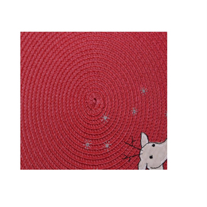 Non Toxic PP Elk Embroidery Round <b>Plastic</b> Woven American Style 38cm Diameter Christmas <b>Table</b> Placemat Yichuan EM49 Round Placema - Product Image 5