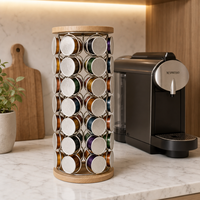 Support à capsules de café Cactus, 52 compartiments, double face, rotatif, en métal, organiseur de capsules de café, support de rangement pour capsules Nespresso, comptoir