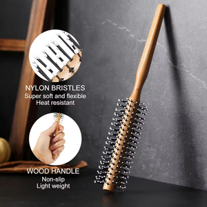 Logo personnalisé petite <span class=keywords><strong>brosse</strong></span> à cheveux ionique en bois écologique moderne professionnelle pour hommes <span class=keywords><strong>barbe</strong></span> pour la maison séchage lissage boucles frange - Product Image 3