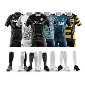 Groothandel Rugby Jersey Custom Mannen Rugby Jersey Sublimatie Print Gestreept Rugby Polo Shirt