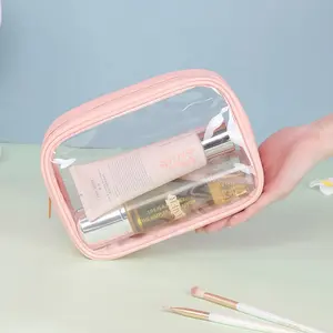 Bolsa de cosméticos holográfica, bolsa de pvc transparente para maquiagem