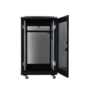 19 Inch Wall Mounted Server Rack Network Cabinet with Tempered Glass Door Post Rack Data Center