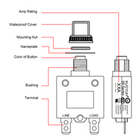 Disjoncteur manuel à réinitialisation KUOYUH série 98, 10A-50A, 250V, protection thermique contre les surcharges pour moteur/compresseur/pompe