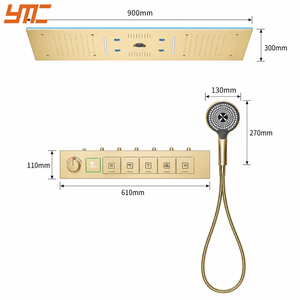 Sistema de Ducha de Lluvia Empotrado en el Techo para Proyectos Hoteleros Comerciales con LED, Música Bluetooth, Pantalla Digital y Control Termostático - Product Image 4