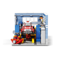 Kit de Construcción de Mini Garaje de 746 Piezas, Taller Retro con Elevador Hidráulico Móvil y Neumáticos Desmontables - Reparación de Autos Triangular Apilable